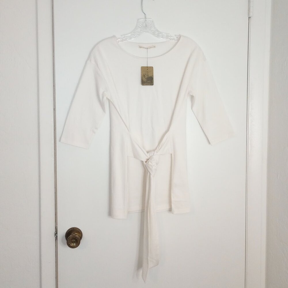 Peruvian Connection White Monique Tie-Front Top